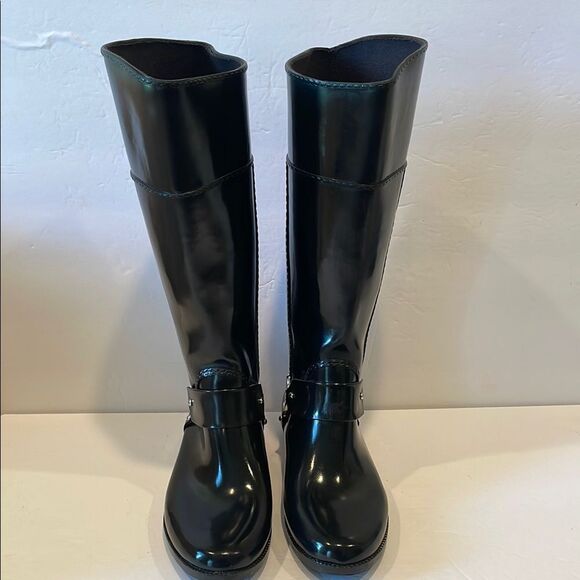 Michael Kors Black Heeled Boots with Decorative Strap and Silver logo - Picture 3 of 13